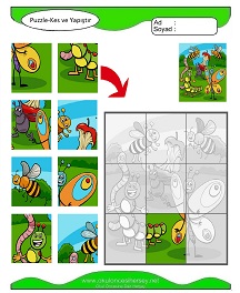 Puzzle Kes Yapıştır Çalışma Sayfaları